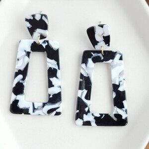 Black and White Acrylic Geometric Earrings
